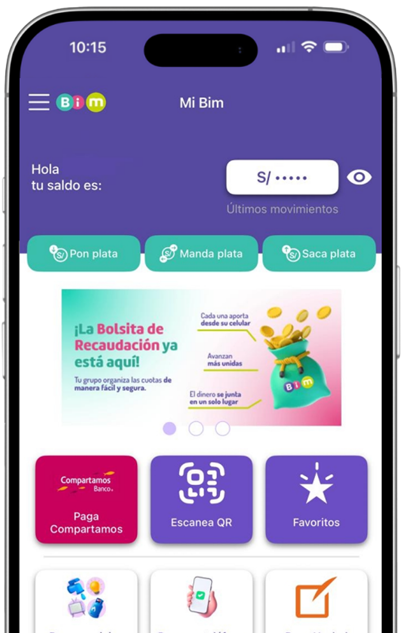 App Bim — Pantalla principal